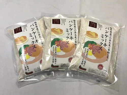 お菓子作りにもどうぞ！福井県産の六条大麦と米粉を使ったパンケーキミックス3個セット【ハラール認証】